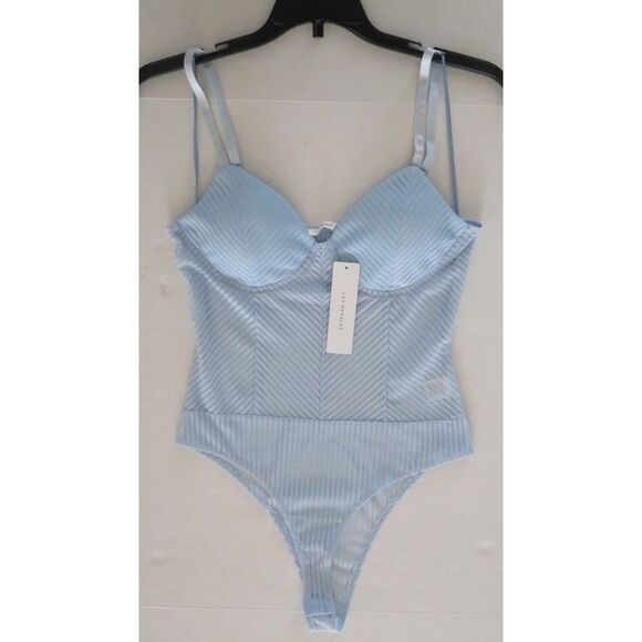Timing WN8048 Women's Sz M Baby Blue Semi Sheer Padded Bra Bodysuit - Picture 5 of 6